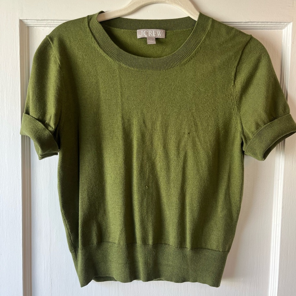 J. Crew Olive Knit Crewneck Sweater
